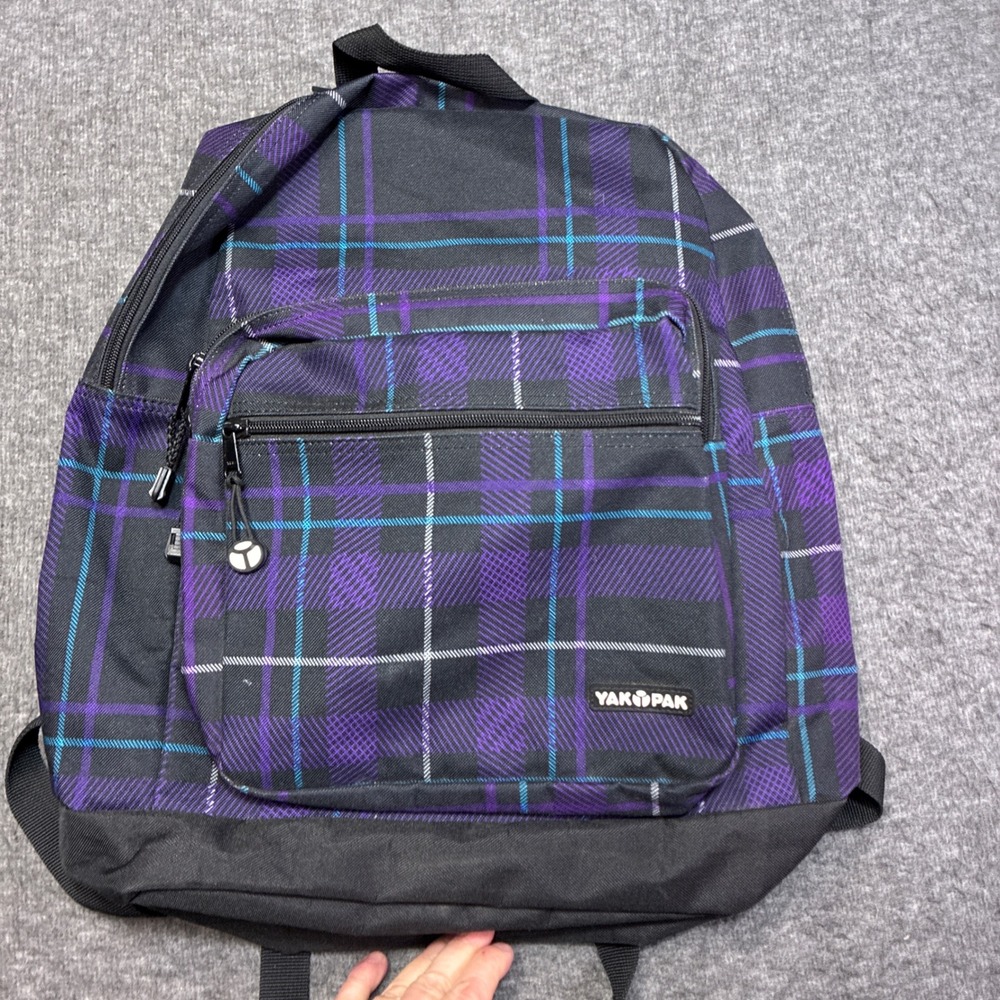 Yak Pak Backpack Unisex Medium Purple Plaid School‎ Travel Bag Fun